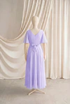 Phoebe junior bridesmaid dress by TH&TH in Lilac Mist, full-length back view