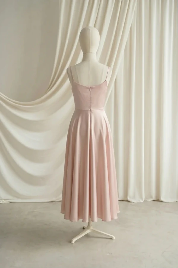 Tilly Junior Bridesmaid Dress by TH&TH – Pink – Blush Pink – Back Tilly junior bridesmaid dress by TH&TH in Blush Pink, full-length back view
