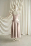 Tilly junior bridesmaid dress by TH&TH in Champagne Sky, full-length back view