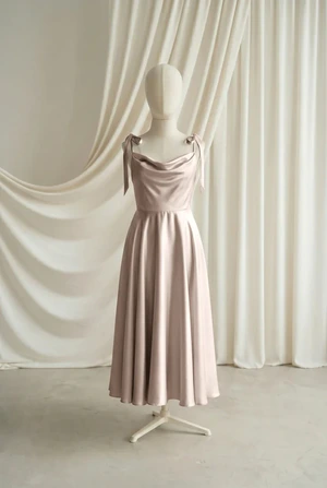 Tilly junior bridesmaid dress by TH&TH in Champagne Sky, full-length front view
