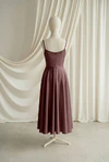 Tilly junior bridesmaid dress by TH&TH in Chocolate Brown, full-length back view