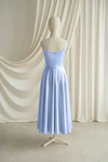 Tilly junior bridesmaid dress by TH&TH in Dusty Blue, full-length back view