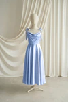 Tilly junior bridesmaid dress by TH&TH in Dusty Blue, full-length front view