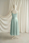 Tilly junior bridesmaid dress by TH&TH in Dusty Eucalyptus, full-length back view