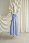 Tilly junior bridesmaid dress by TH&TH in French Blue, full-length front view
