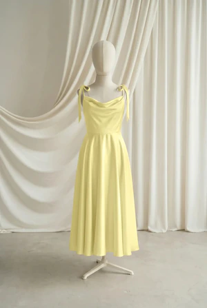 Tilly junior bridesmaid dress by TH&TH in Limoncello, full-length front view