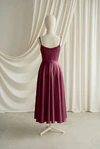 Tilly junior bridesmaid dress by TH&TH in Merlot, full-length back view