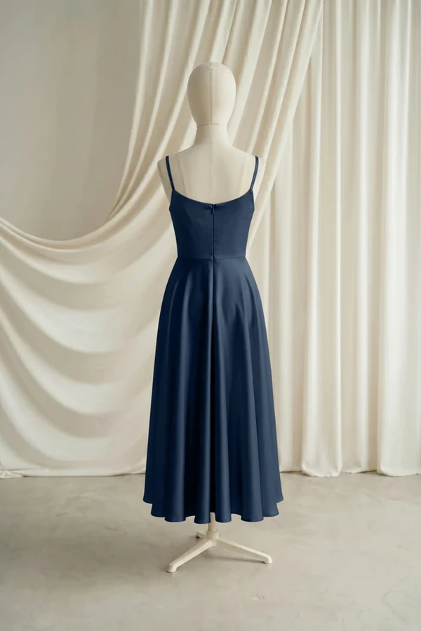Tilly Junior Bridesmaid Dress by TH&TH – Navy – Navy – Back Tilly junior bridesmaid dress by TH&TH in Navy, full-length back view