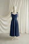 Tilly junior bridesmaid dress by TH&TH in Navy, full-length front view