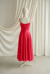 Tilly junior bridesmaid dress by TH&TH in Ruby, full-length back view