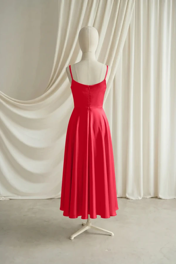 Tilly Junior Bridesmaid Dress by TH&TH – Red – Ruby – Back Tilly junior bridesmaid dress by TH&TH in Ruby, full-length back view