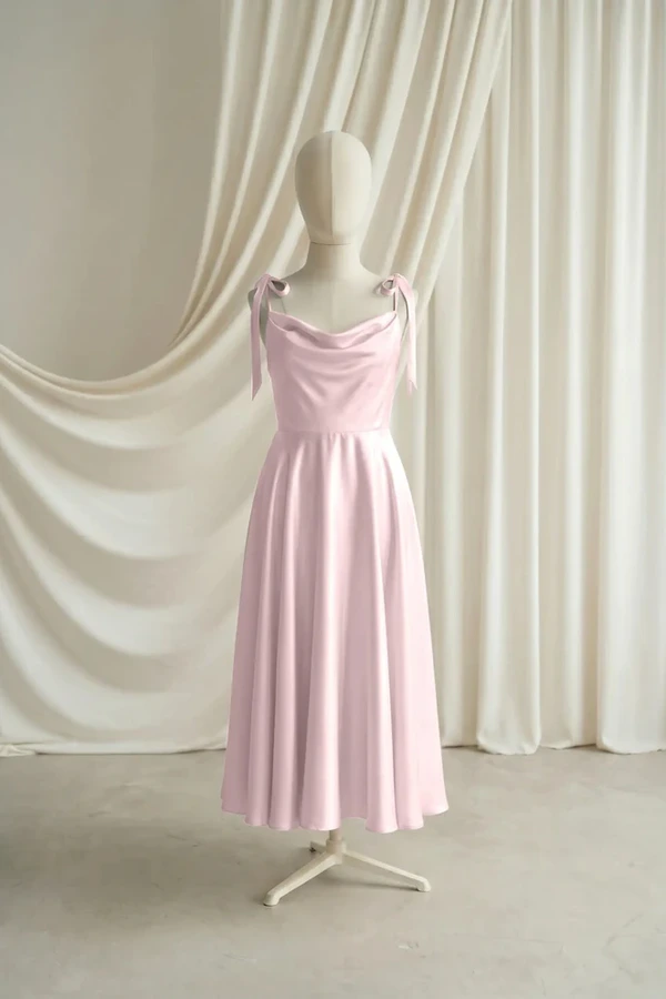 Tilly Junior Bridesmaid Dress by TH&TH – Pink – Smoked Blush – Front Tilly junior bridesmaid dress by TH&TH in Smoked Blush, full-length front view
