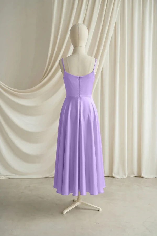 Tilly Junior Bridesmaid Dress by TH&TH – Purple – Violet – Back Tilly junior bridesmaid dress by TH&TH in Violet, full-length back view