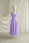 Tilly junior bridesmaid dress by TH&TH in Violet, full-length front view