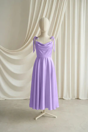 Tilly junior bridesmaid dress by TH&TH in Violet, full-length front view