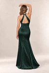 Anna Emerald satin bridesmaid dress by Tania Olsen — rear view