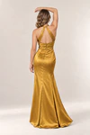 Anna Honey Gold satin bridesmaid dress by Tania Olsen — rear view