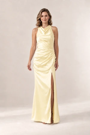 Anna Yellow Satin Bridesmaid Dress by Tania Olsen