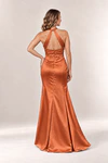 Anna Terracotta satin bridesmaid dress by Tania Olsen — rear view