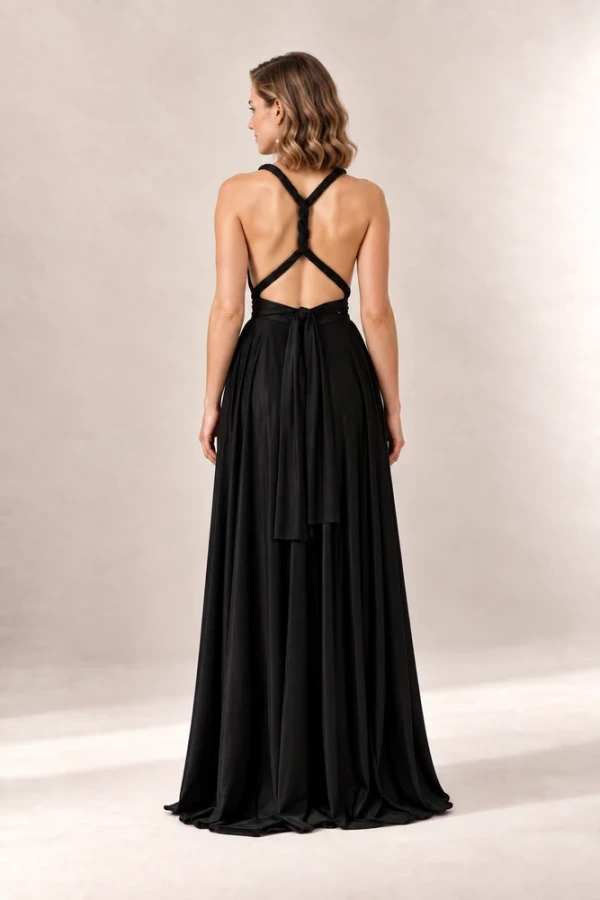 Infinity wrap black bridesmaid dress by Tania Olsen - rear view Infinity wrap black bridesmaid dress by Tania Olsen - rear view