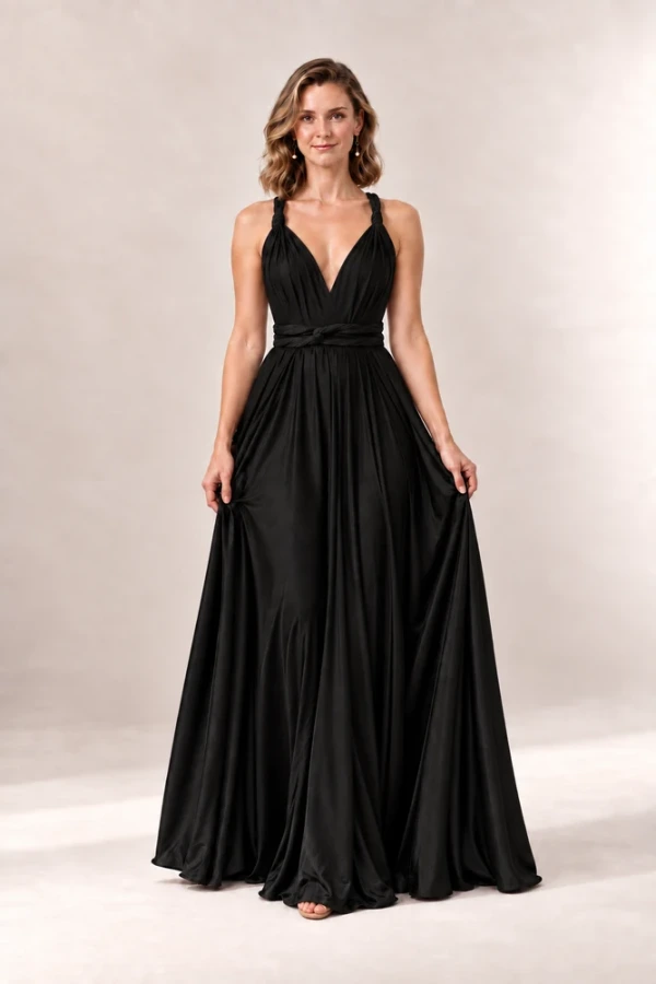 infinity wrap dress bridesmaid - Black | Tania Olsen infinity dress style for chubby