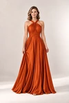 Infinity Wrap Burnt Orange bridesmaid dress by Tania Olsen - full-length front