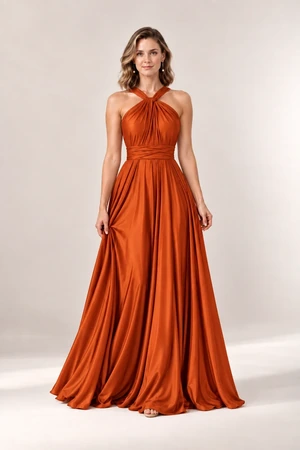 Infinity Wrap Orange Bridesmaid Dress by Tania Olsen