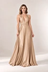 Infinity Wrap Champagne bridesmaid dress by Tania Olsen - full-length front