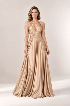 Infinity Wrap Champagne Bridesmaid Dress By Tania Olsen