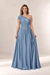 Infinity Wrap Dusty Blue bridesmaid dress by Tania Olsen - full-length front