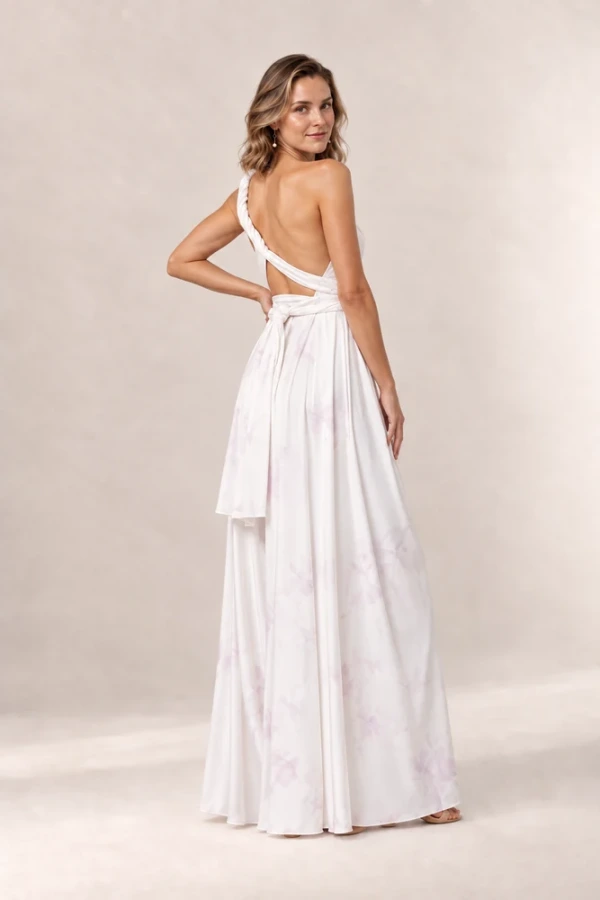 Infinity wrap floral bridesmaid dress by Tania Olsen - rear view Infinity wrap floral bridesmaid dress by Tania Olsen - rear view