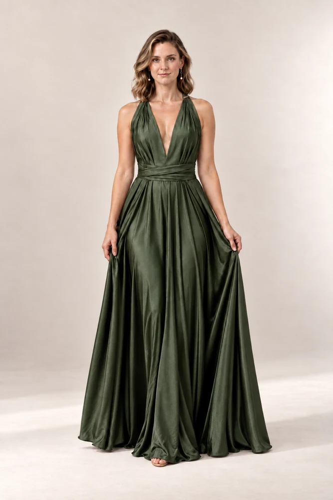Sage Green Infinity Wrap Bridesmaid Dress