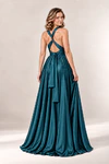 Infinity wrap teal bridesmaid dress by Tania Olsen - rear view