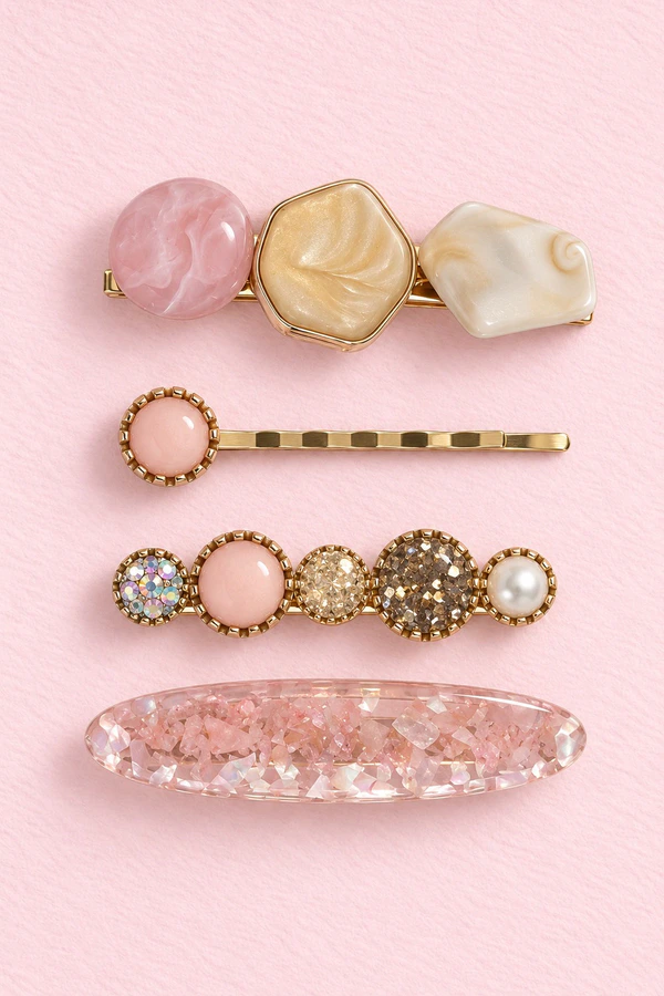 Blush Marble Rhinestone Hair Clip Set (4 Piece) Blush Marble Rhinestone Hair Clip Set (4 Piece)