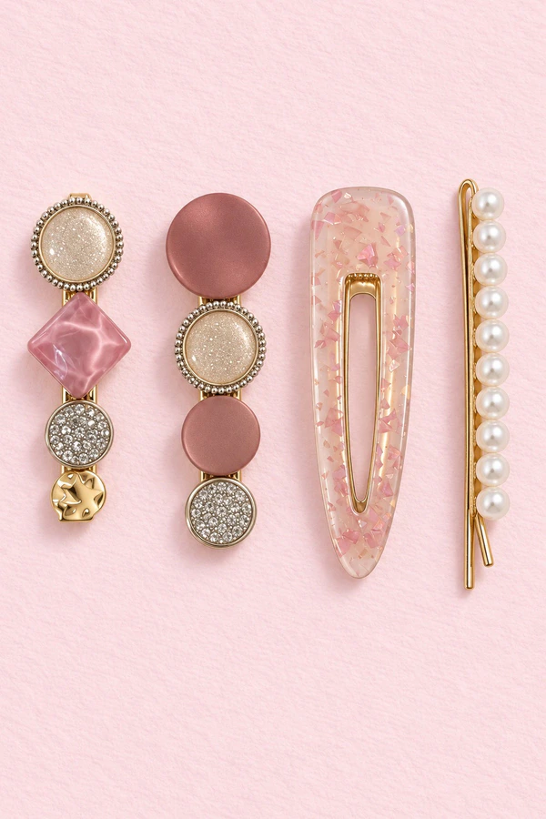 Dusty Pink Pearl Hair Clip Set (4 Piece) Dusty Pink Pearl Hair Clip Set (4 Piece)