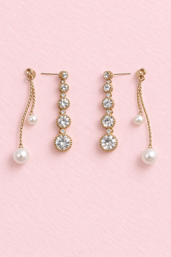 Pearl and Crystal Drop Ear Jacket Bridesmaid Earrings Pearl and Crystal Drop Ear Jacket Bridesmaid Earrings