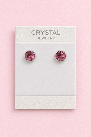 Pink Crystal Stud Bridesmaid Earrings