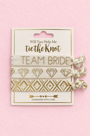 White Gold Team Bride Hair Tie Set (3 Piece)